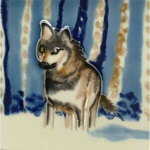 Wolf  Decorative Ceramic Wall Art Tile 4x4